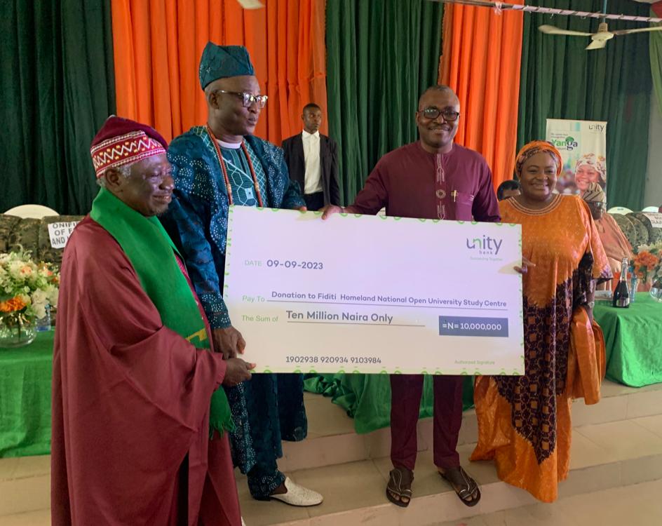 Unity Bank Donates N10 Million to Fiditi National Open University
